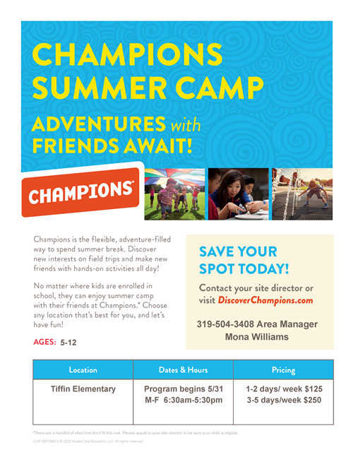 Champions Summer Camp flyer